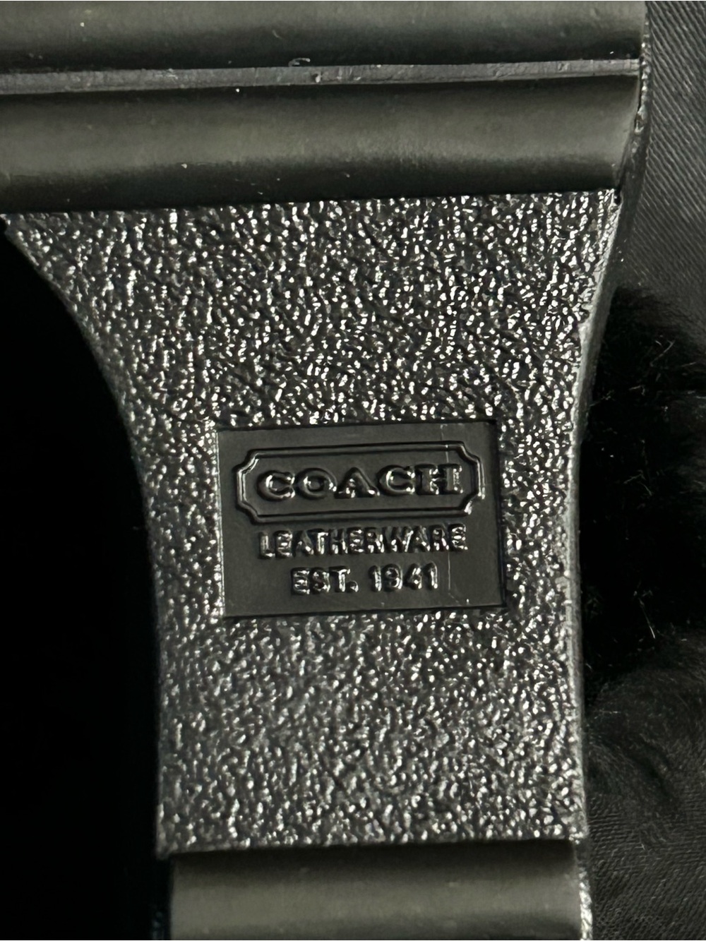Coach Women’s Vintage Kaela Black Genuine Rabbit Fur Suede Platform Slides 7.5 - Picture 10 of 12